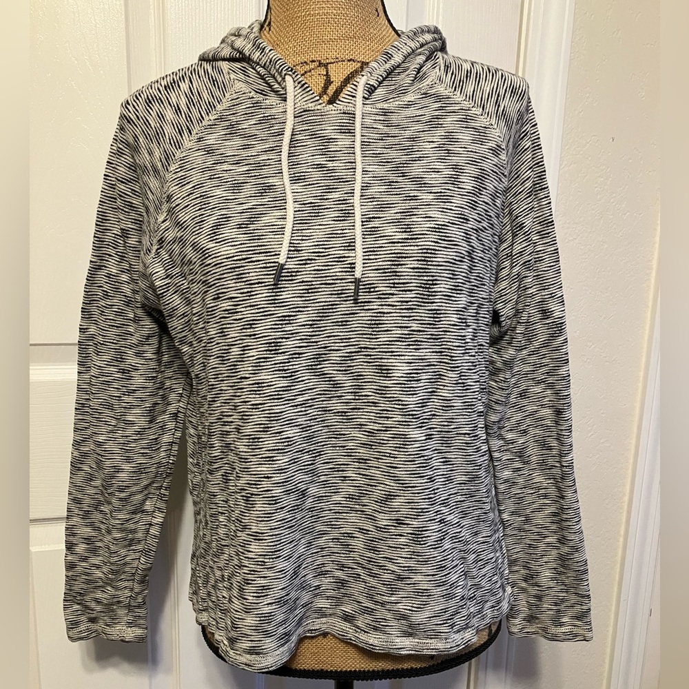 Aerie 100% cotton beach cover sweater drawstring hoodie striped knit long sleeve